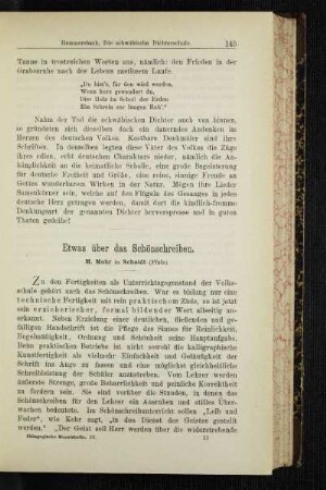 Etwas über das Schönschreiben