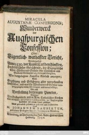 Miracula Augustanæ Confessionis;