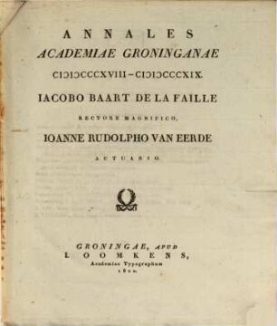 Annales Academiae Groninganae. 1818/19
