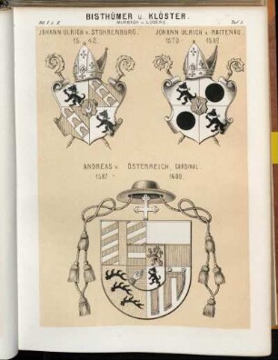 Taf. 5. Johann Ulrich v. Stohrenburg. 1542. - Johann Ulrich v. Raitenau. 1570-1587. - Andreas v. Österreich, Cardinal. 1587-1600.