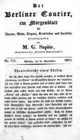 No. 795, Montag, den 28.September 1829