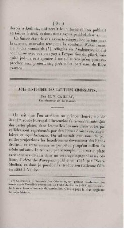 Note historique des latitudes croissantes.