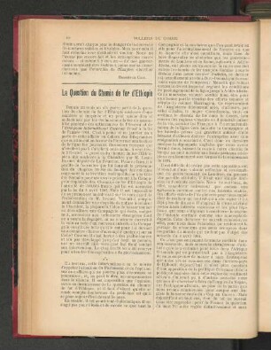 La Question du Chemin de fer d'Ethiopie.