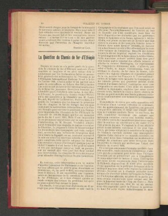 La Question du Chemin de fer d'Ethiopie.