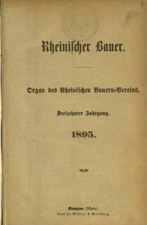 Rheinischer Bauer / 13. Jahrgang 1895