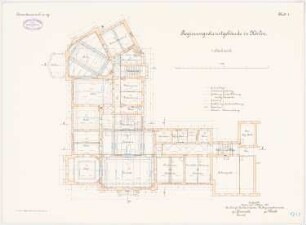 Regierungsgebäude, Köslin: Grundriss 1. OG 1:100
