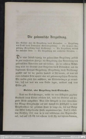 Die galvanische Vergoldung