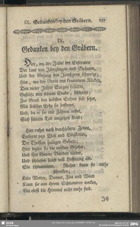 IX. Gedanken bey den Gräbern