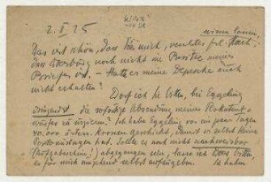 Postkarte von Friedrich Kiesler an Hannah Höch. Wien