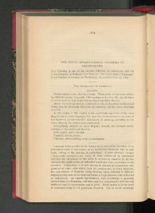 The Ninth International Congress of Orientalists.