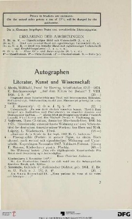 Autographen: Literatur, Kunst und Wissenschaft (Nr. 1-236)
