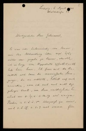 Nr. 5 Brief von Johannes Ilberg an Ulrich von Wilamowitz-Moellendorff. Leipzig, 6.4.1901