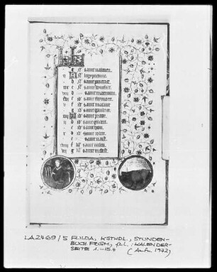 Fragment eines Stundenbuches — Kalenderseite April mit zwei Medaillons, Folio 4recto