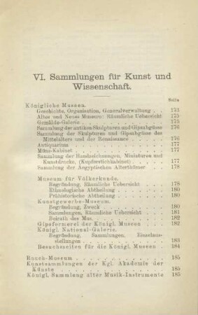 VI. Sammlungen für Kunst und Wissenschaft