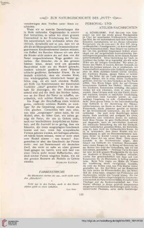 Personal- u. Atelier-Nachrichten - Von Ausstellungen und Sammlungen - Denkmäler - Vermischtes