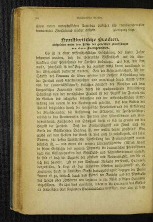 Kunstkritische Brocken : ausgelesen unter dem Tische der geweihten Kunstjünger