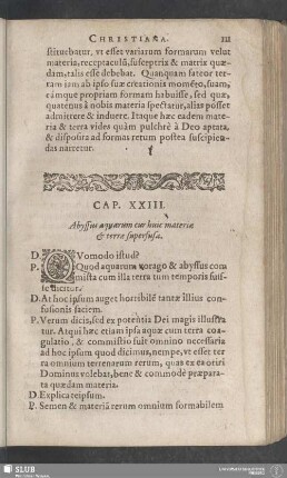 Cap. XXIII. Abyssus aquarum cur huic materiae & terrae superfusa