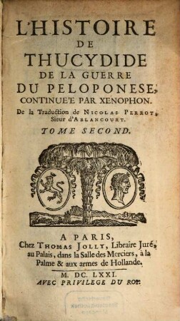 Histoire De Thucydide De La Guerre Du Peloponese, 2