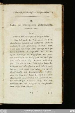 II. Ueber die philosophische Religionslehre.