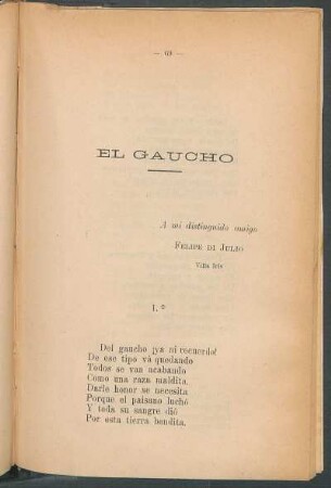 El Gaucho : A mi distinguido amigo Felipe de Julio. - Villa Iris
