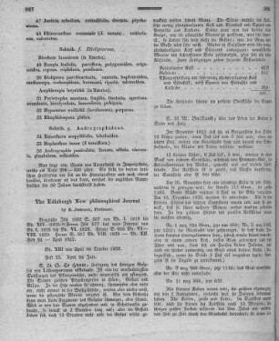 The Edinburgh New philosophical Journal / by R[obert] Jameson, Professor - Bd. XIII von April bis October 1832, Heft 25 April bis July ; Bd. XIV October 1832 - April 1833, Heft 27 October 1832 - Januar 1833 ; Heft 28 Januar - April 1833 ; Bd. XV April - October 1833, Heft 29 bis July 1833 ; Heft 30 - October 1833
