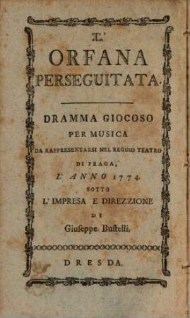 L' Orfana perseguitata : Drama gioc.