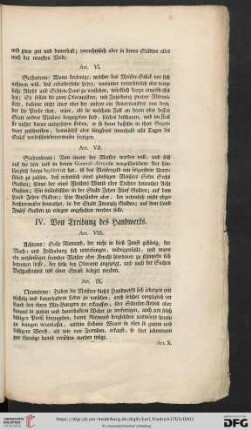 IV. Von Treibung des Handwerks