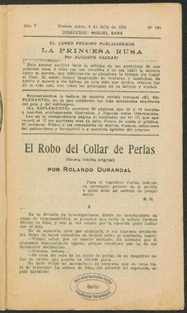 1921005190: El robo del collar de perlas : (novela inédita original)