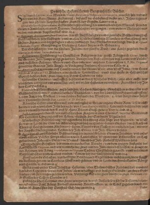 Politische/ Historische und Geographische Bücher.