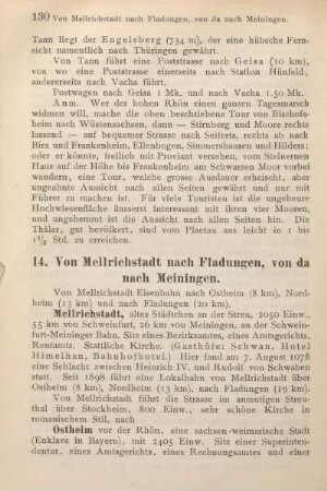 14. Von Mellrichstadt nach Fladungen, von da nach Meiningen.