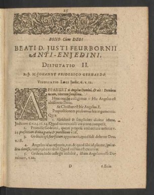 Disputatio II. Resp. M. Johanne Friderico Gerhardo.