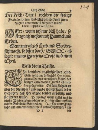 Der Leich-Text/ .../ ist enthalten in dem LXXIII. Psalm vers. 25. 26.