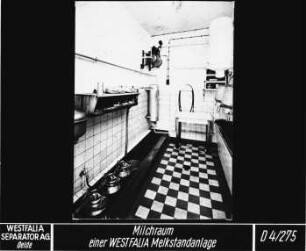 Milchraum einer Westfalia Melkstandanlage