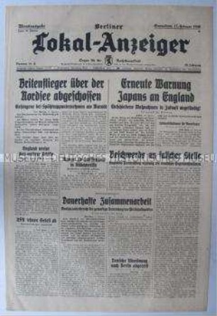 Tageszeitung "Berliner Lokal-Anzeiger" überwiegend zum Seekrieg gegen Großbritannien