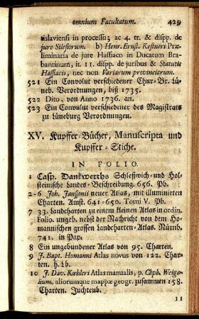 XV. Kupffer-Bücher, Manuscripta und Kupffer-Stiche.