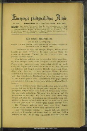 Ein neues Fixirmittel