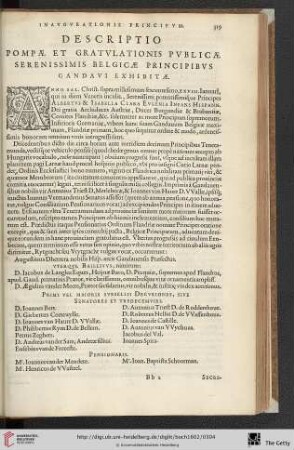 Descriptio pompae et gratulationis publicae Serenissimis Belgicae Principibus […]