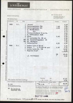 Firmenbriefkopf Thomas, Louis, Bürobedarf - Büroeinrichtung - Zeichentechnik