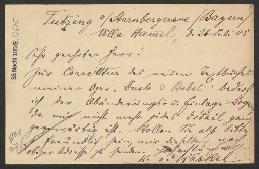 Brief an B. Schott's Söhne : 26.07.1905