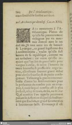 De l´ Arithmetique derechef. Chap. XVI.