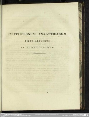 Institutionum Analyticarum Liber secundus de functionibus