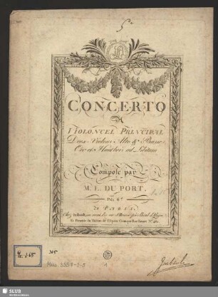 Concerto à Violoncel principal Deux Violons Alto & Basse Cor et Hautbois ad Libitum : [Nr. 5]