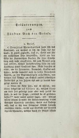 Erläuterungen. zum Fuenften Buch der Briefe.