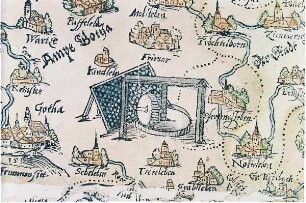 Waidmühle auf Landkarte von Thüringen, 1625