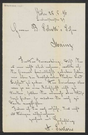 Brief an B. Schott's Söhne : 25.05.1896