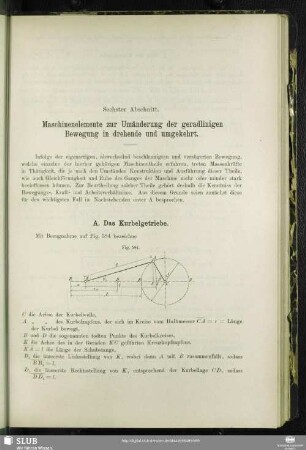 Sechster Abschnitt. Maschinenelemente zur Umänderung der geradlinigen Bewegung in drehende und umgekehrt.