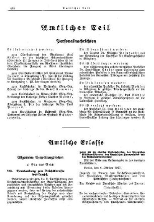 Beurlaubung zum Reichsberufswettkampf : [Allgemeine Verwaltungssachen] ; [Für das Reich] ; [Amtliche Erlasse] ; [Amtlicher Teil]