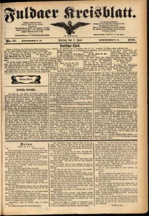 Erste Ausgabe vom Freitag, den 05. Juni 1903.