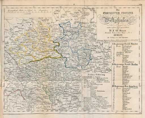 Die preussische Provinz Westphalen entworfen und gezeichnet von Dr. F. W. Streit