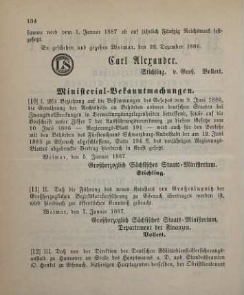 12. Ministerial-Bekanntmachung, den Wechsel in der Hauptagentur der Deutschen Militärdienst-Versicherungs-Anstalt zu Hannover betreffend